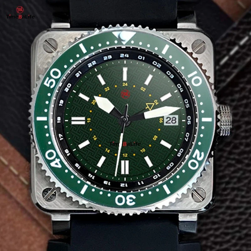 Customized Green Hydraulic GMT Watch Dial