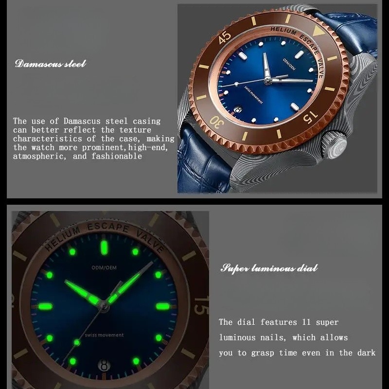 Custom Luxury Damascus Steel Men’s Watches ODM Manufacturer